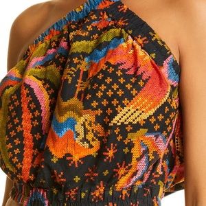 Anthropologie Farm Rio Macaw One Shoulder Top 🦜